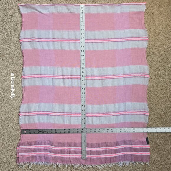 Oska Linen & Cotton Scarf Pink & White - Picture 4 of 13